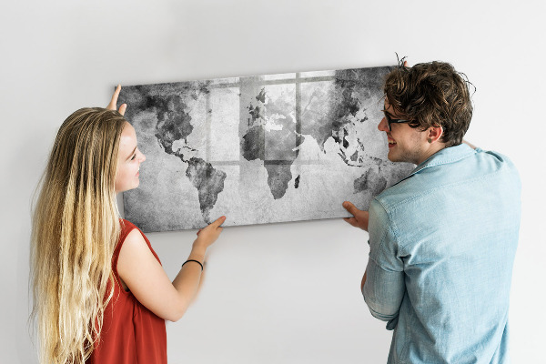 Schreib magnettafel Weltkarte mit persönlichen Fotos