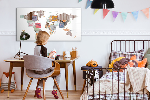 Magnettafel zum schreiben Weltkarte mit Fotostandorten