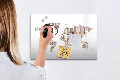 Magnettafel zum schreiben Weltkarte mit Fotostandorten