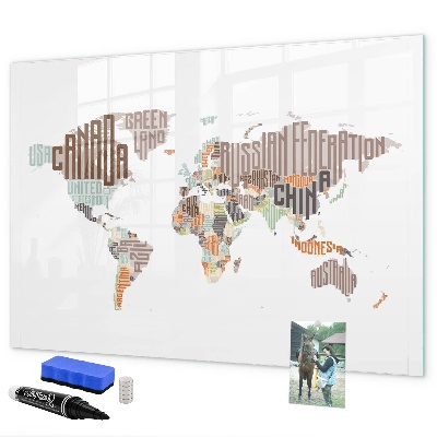 Magnettafel zum schreiben Weltkarte mit Fotostandorten