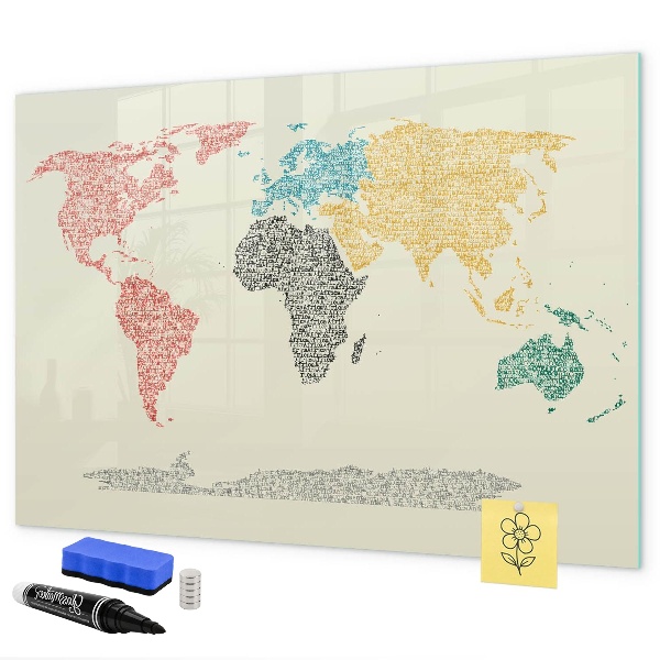 Schreib magnettafel Weltkarte mit Orten und Fotos