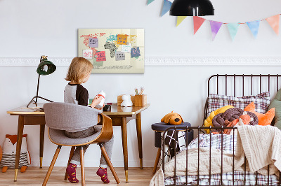 Schreib magnettafel Weltkarte mit Orten und Fotos