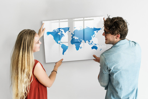 Schreib magnettafel Weltkarte mit Fotostandorten