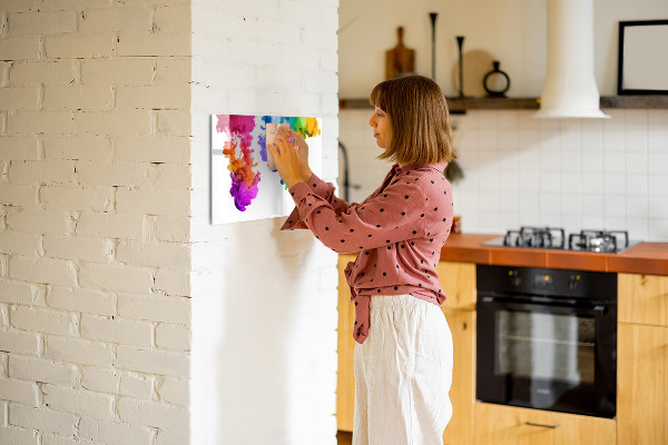 Magnettafel zum schreiben Bunte Wolken mit persönlichen Fotos