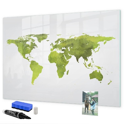 Magnettafel zum schreiben Weltkarte mit Fotostandorten
