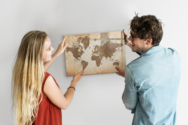 Schreib magnettafel Weltkarte mit Fotostandorten