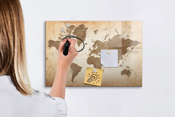 Schreib magnettafel Weltkarte mit Fotostandorten