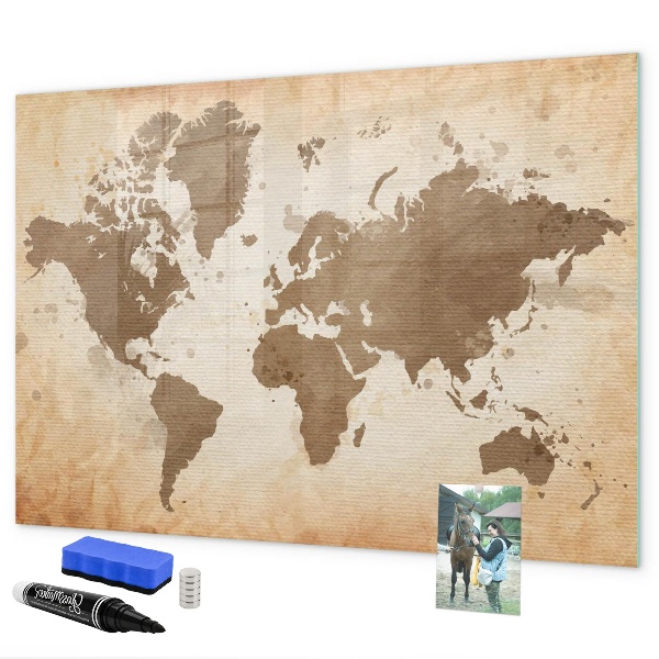 Schreib magnettafel Weltkarte mit Fotostandorten