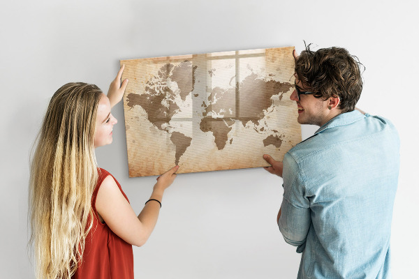 Schreib magnettafel Weltkarte mit Fotostandorten