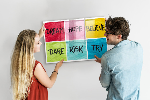 Schreib magnettafel Inspirierende Slogans für Taten und Träume