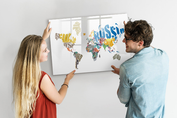 Magnettafel zum schreiben Weltkarte mit Fotostandorten