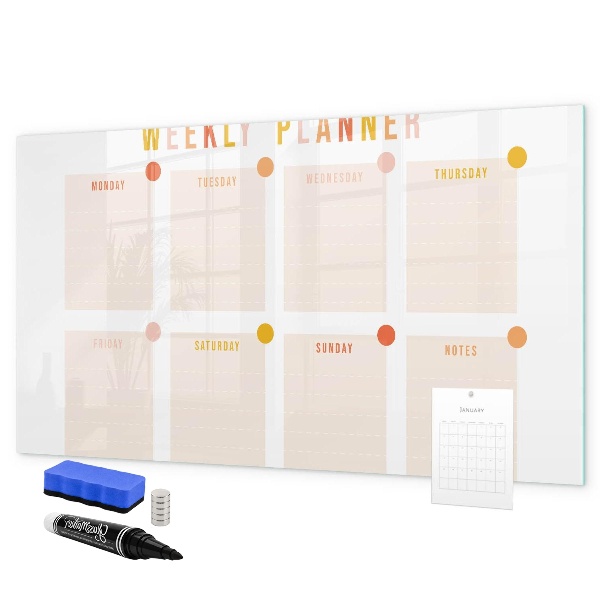 Magnettafel zum schreiben Wochenplaner mit Platz für Fotos