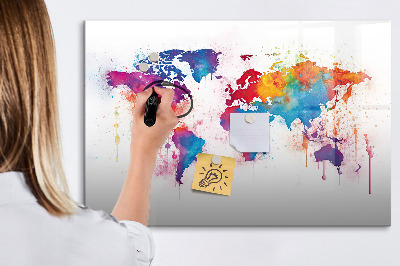 Magnettafel zum schreiben Bunte Weltkarte mit Fotos