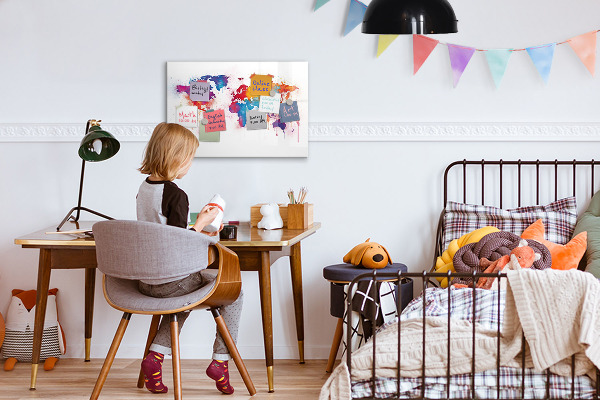 Magnettafel zum schreiben Bunte Weltkarte mit Fotos