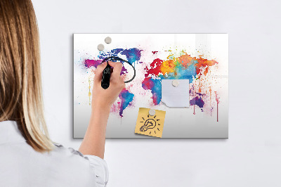 Magnettafel zum schreiben Bunte Weltkarte mit Fotos