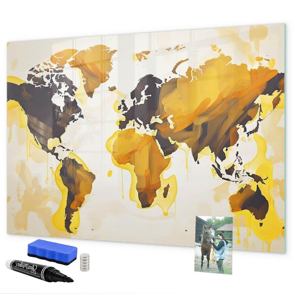 Schreib magnettafel Weltkarte mit Fotostandorten