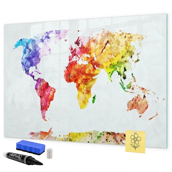Magnettafel zum schreiben Bunte Weltkarte mit Fotos