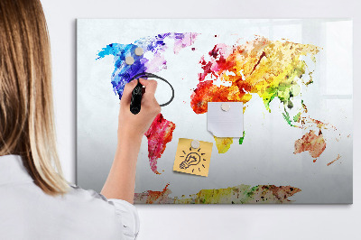 Magnettafel zum schreiben Bunte Weltkarte mit Fotos