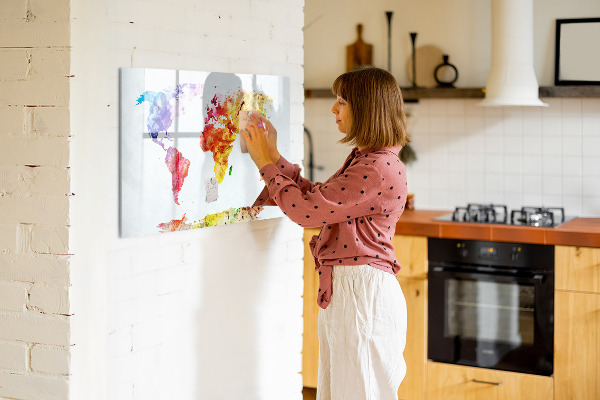 Magnettafel zum schreiben Bunte Weltkarte mit Fotos