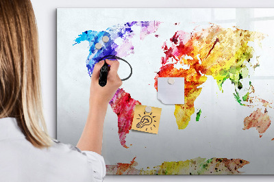 Magnettafel zum schreiben Bunte Weltkarte mit Fotos