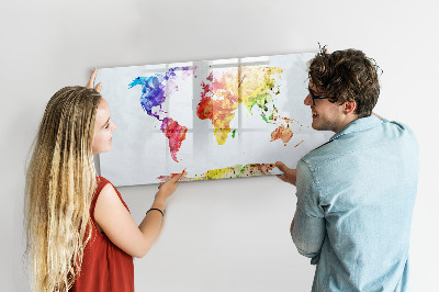 Magnettafel zum schreiben Bunte Weltkarte mit Fotos