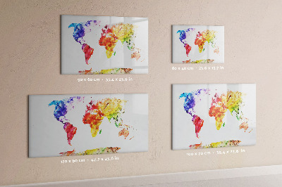 Magnettafel zum schreiben Bunte Weltkarte mit Fotos