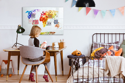 Magnettafel zum schreiben Bunte Weltkarte mit Fotos
