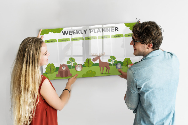 Schreib magnettafel Wochenplaner mit Waldmotiv