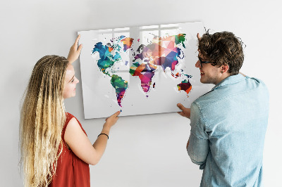 Schreib magnettafel Bunte Weltkarte mit Fotos