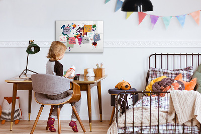 Schreib magnettafel Bunte Weltkarte mit Fotos