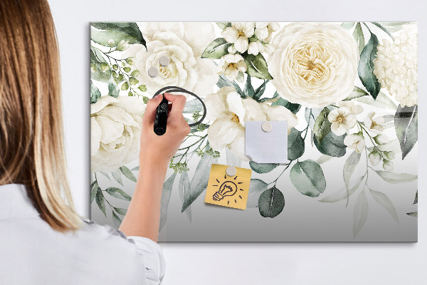 Magnettafel zum schreiben Blumenmotiv mit Platz für Fotos