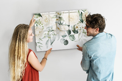 Magnettafel zum schreiben Blumenmotiv mit Platz für Fotos