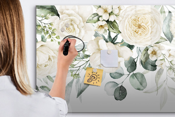 Magnettafel zum schreiben Blumenmotiv mit Platz für Fotos