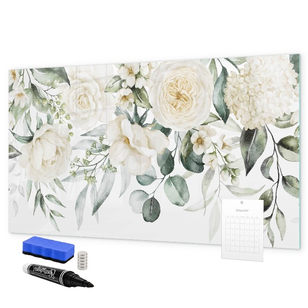 Magnettafel zum schreiben Blumenmotiv mit Platz für Fotos