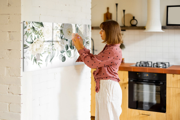Magnettafel zum schreiben Blumenmotiv mit Platz für Fotos