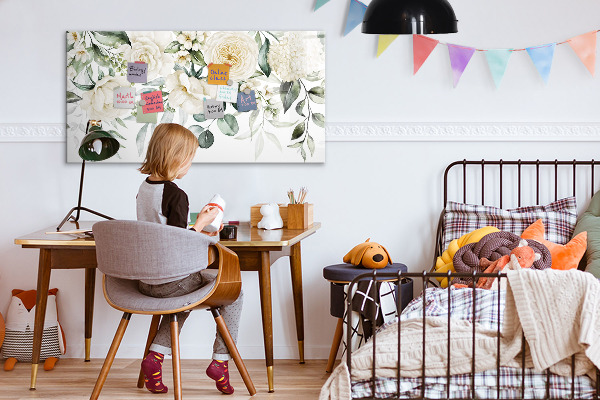 Magnettafel zum schreiben Blumenmotiv mit Platz für Fotos
