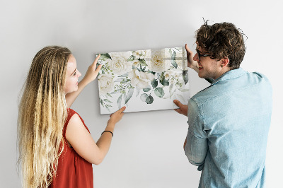 Magnettafel zum schreiben Blumenmotiv mit Platz für Fotos