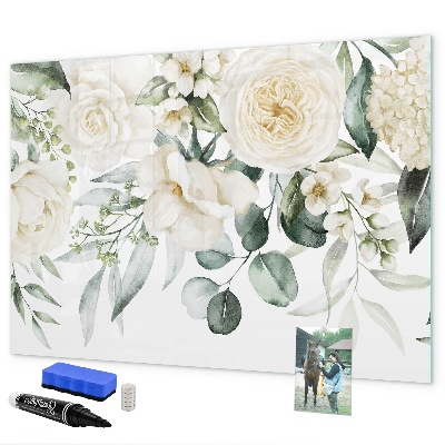 Magnettafel zum schreiben Blumenmotiv mit Platz für Fotos