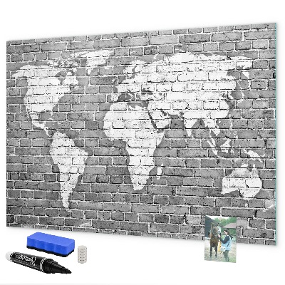 Schreib magnettafel Weltkarte mit Fotostandorten