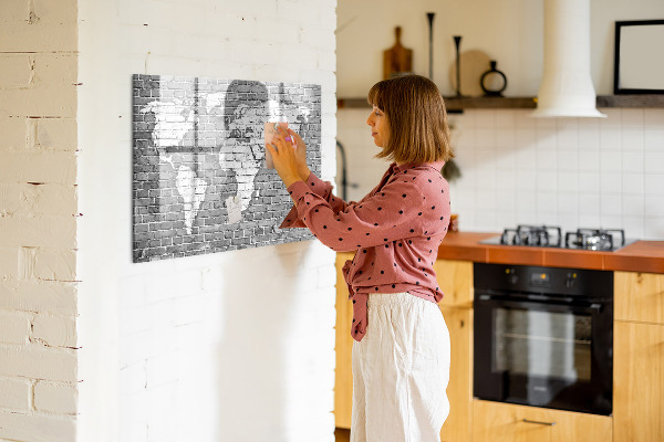 Schreib magnettafel Weltkarte mit Fotostandorten