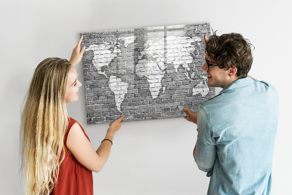 Schreib magnettafel Weltkarte mit Fotostandorten