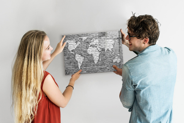 Schreib magnettafel Weltkarte mit Fotostandorten