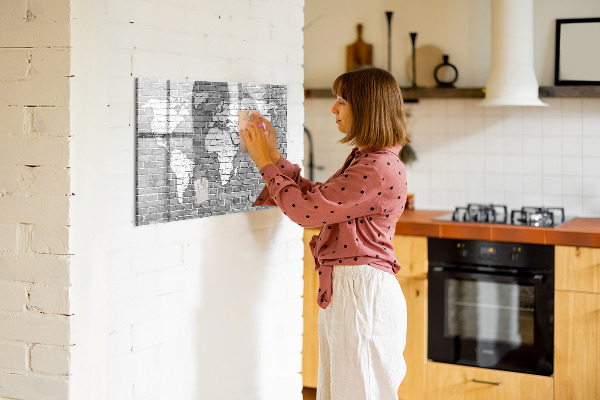 Schreib magnettafel Weltkarte mit Fotostandorten
