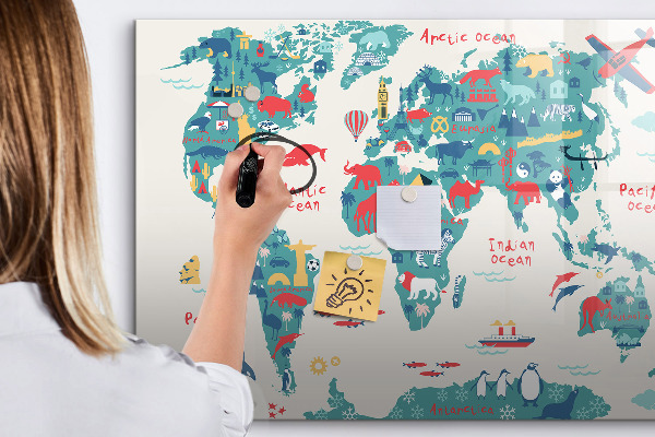 Magnettafel zum schreiben Interaktive Weltkarte mit Magneten
