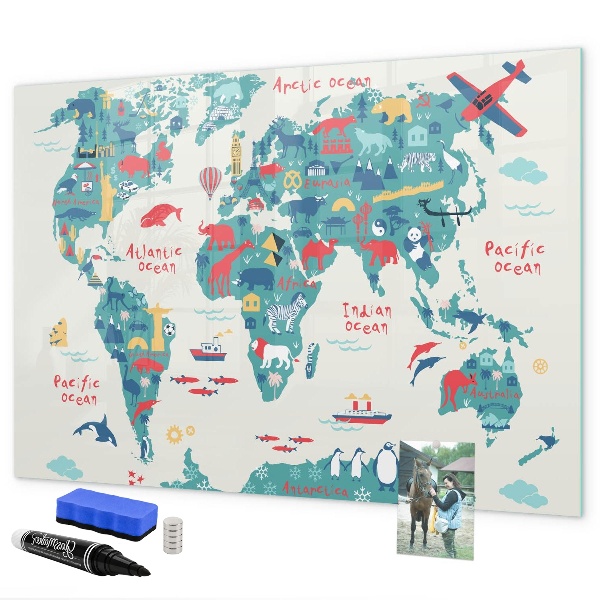 Magnettafel zum schreiben Interaktive Weltkarte mit Magneten