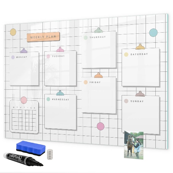 Schreib magnettafel Wochenplan mit Platz für Fotos