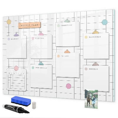 Schreib magnettafel Wochenplan mit Platz für Fotos