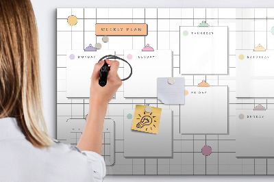 Schreib magnettafel Wochenplan mit Platz für Fotos