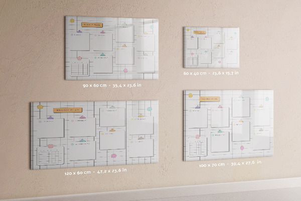 Schreib magnettafel Wochenplan mit Platz für Fotos