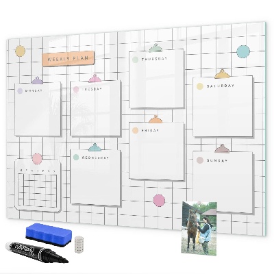 Schreib magnettafel Wochenplan mit Platz für Fotos